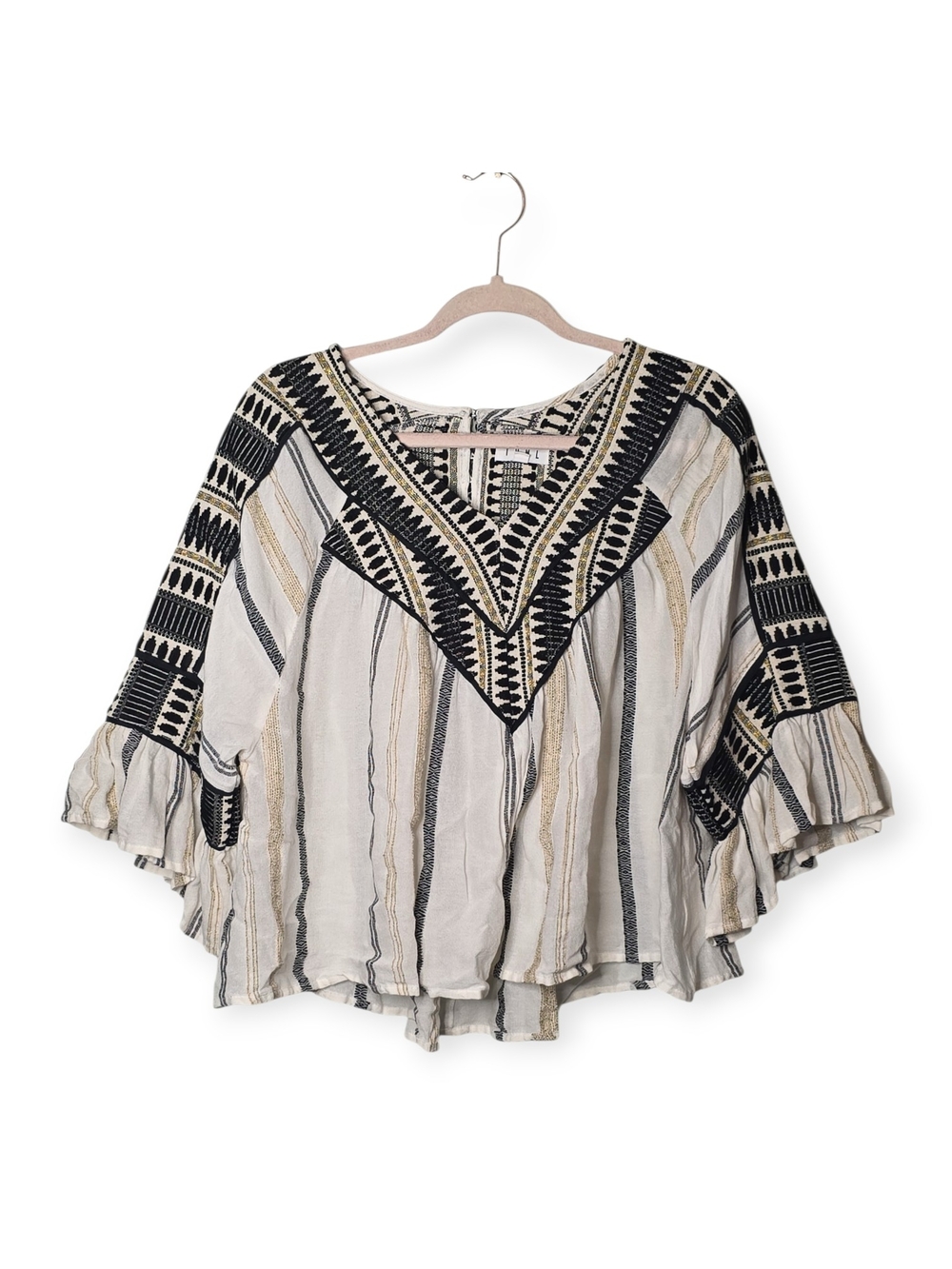 Women's NWOT Anthropologie THML boho, embroidered blouse, size large